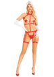Leg Avenue Studded Harness Teddy Red 2pc Set