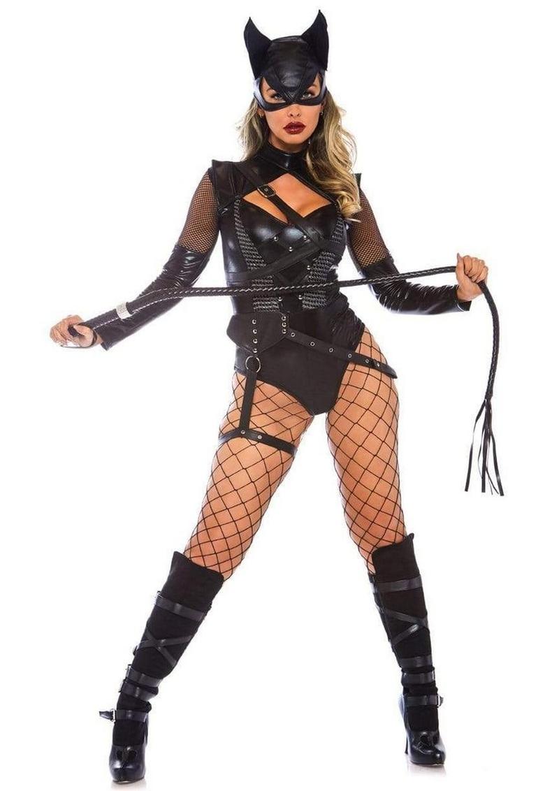 Leg Avenue Villainess Vixen Bodysuit with Garter 2pc Set