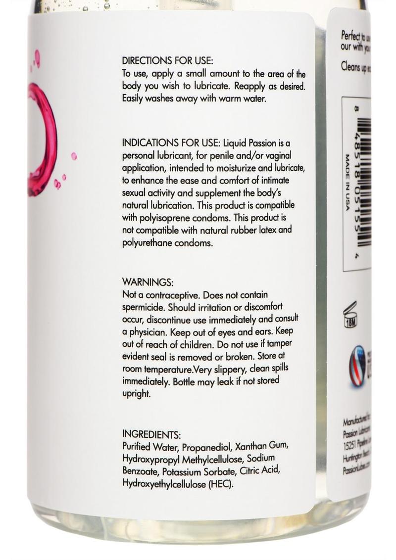 Liquid Passion Natural Water-Based Lubricant 8 oz