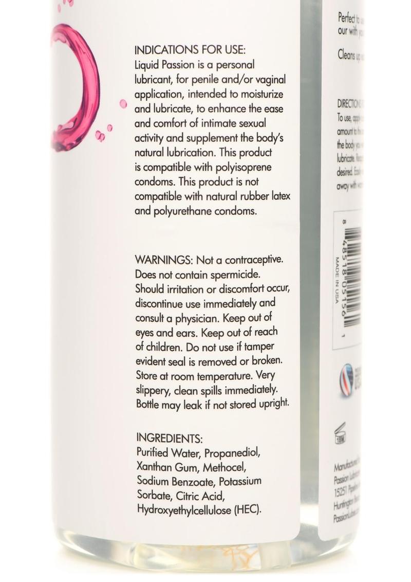 Liquid Passion Natural Water-Based Lubricant 8 oz