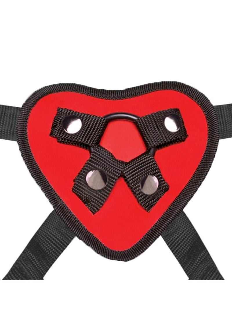 Lux Fetish Red Heart Strap-On Harness Adjustable Fit