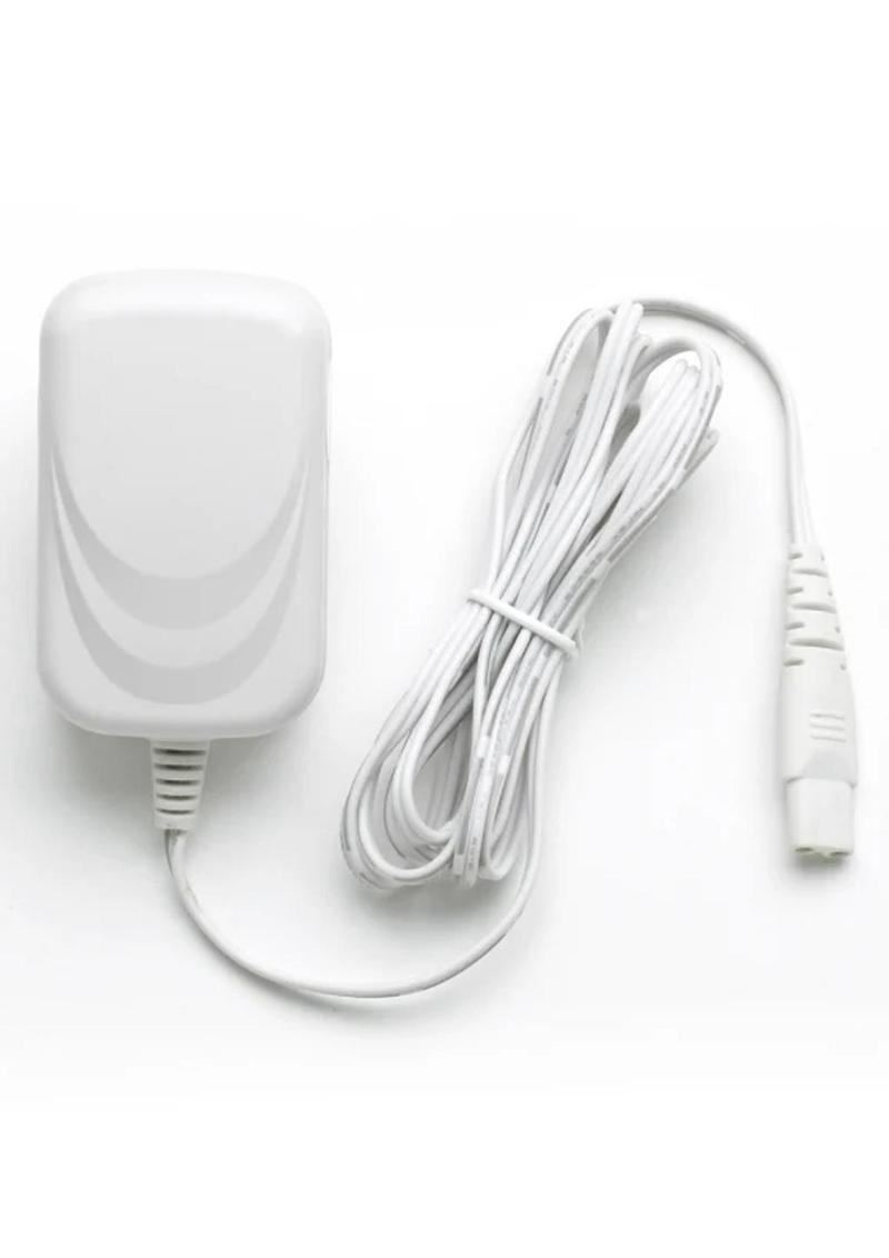 Magic Wand Plus HV-265 Power Adapter, white wall plug with coiled cord and connector