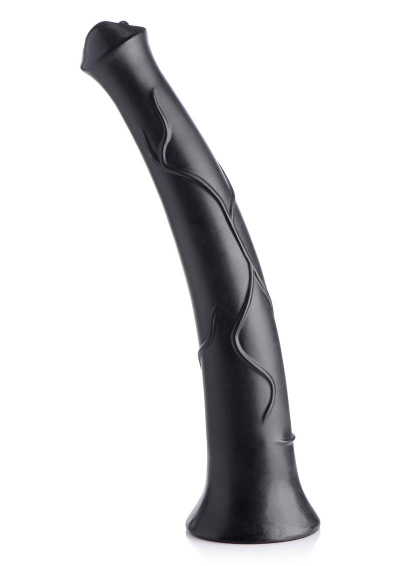 Master Cock Pony Boy Horse Dildo in Black, standing upright on suction base