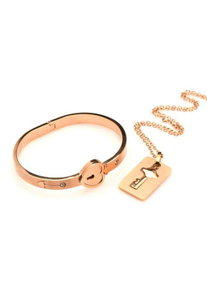 Ms Cuffed Locking Bracelet and Key Necklace Set