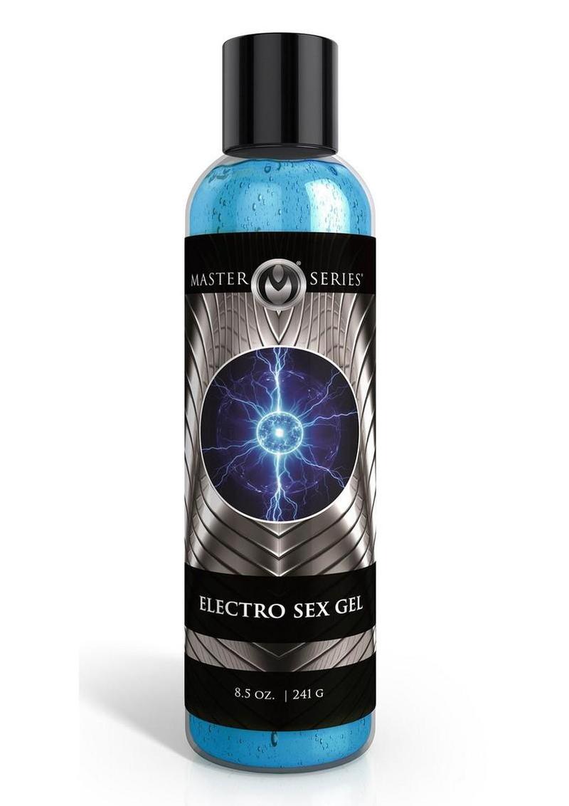 Master Series Electro Sex Gel 8.5 oz blue bottle, front label