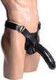 Master Series Infiltrator II Hollow Strap-On in Black, worn on a mannequin