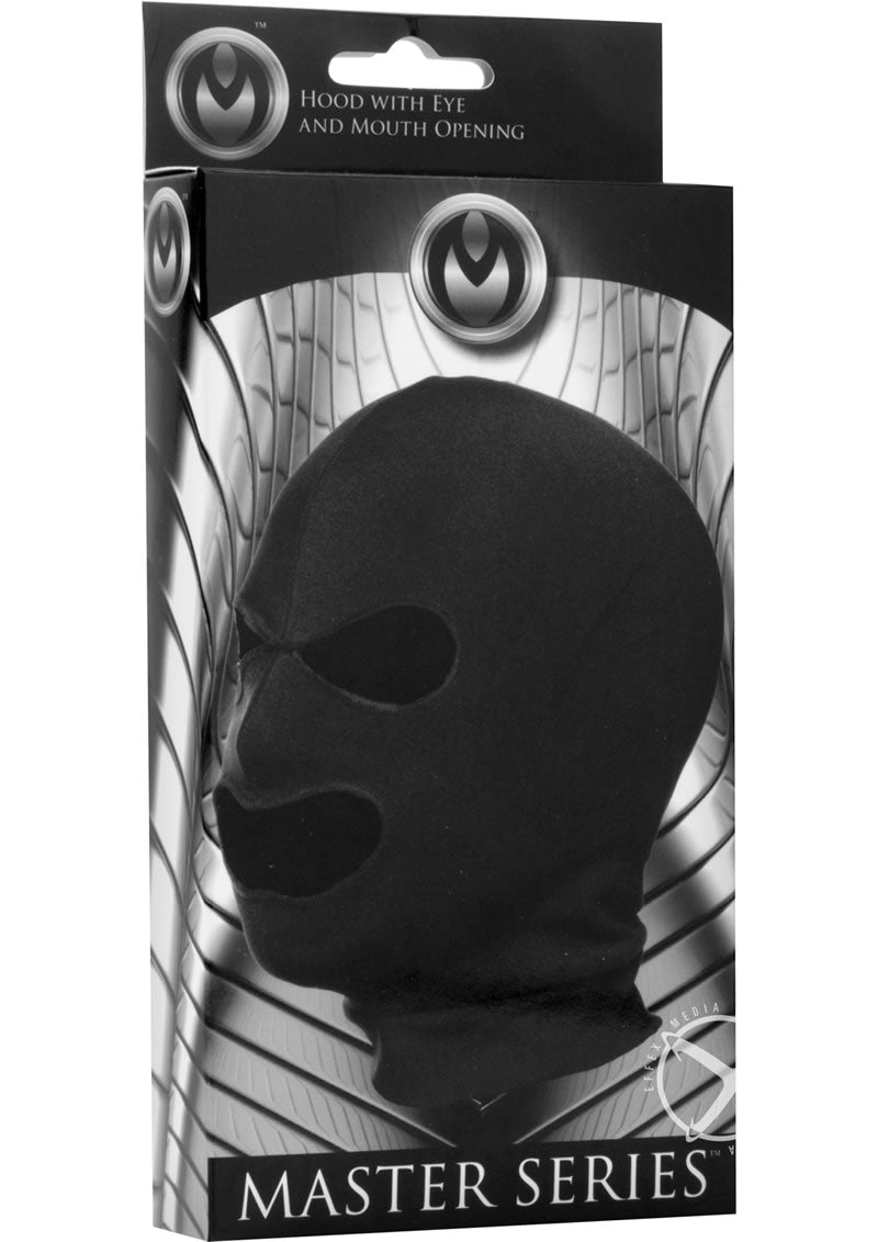 Black spandex hood, retail packaging