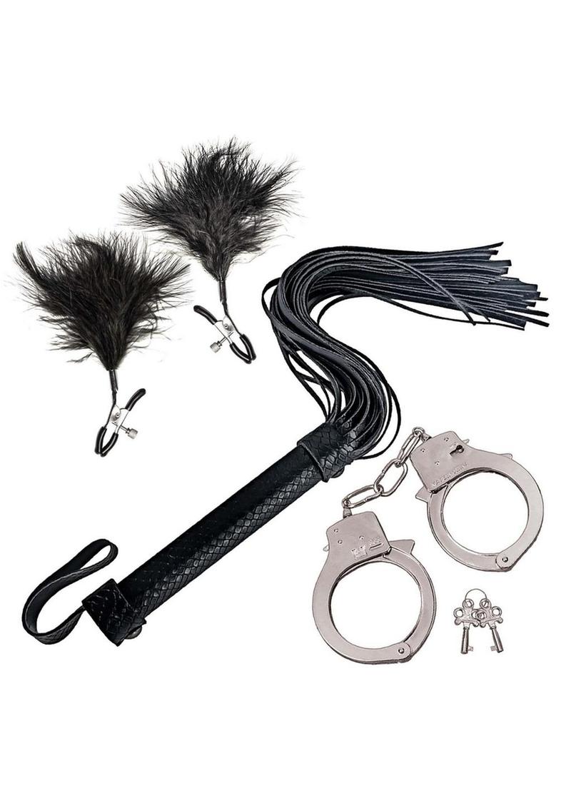 Nasstoys Bondage Kit Whip Feather and Cuffs Set