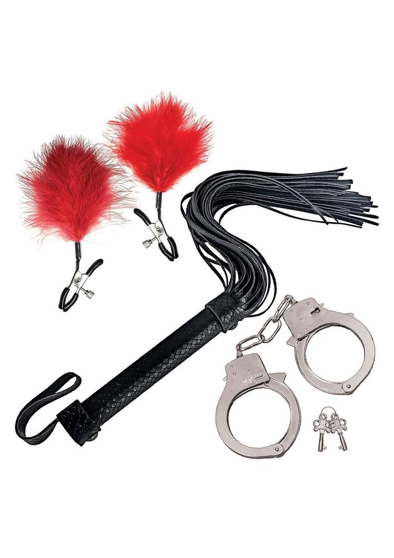 Nasstoys Bondage Kit Whip Feather and Cuffs Set