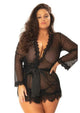 Oh LA LA Provence Short Sheer Robe 1x/2x - Black