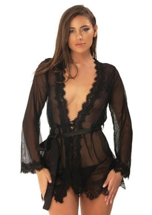 Oh La La Cheri Provence Sheer Lace Robe Set