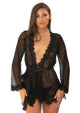 Oh LA LA Provence Short Sheer Robe - Black - Medium/Small