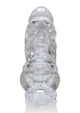 Clear Oxballs Butch Cock Sheath, upright front view showing veins
