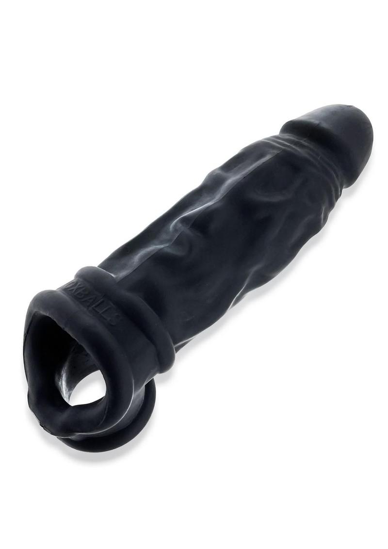 Black Oxballs Butch Night Edition Cock Sheath, side view showing veins