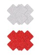 Pretty Pasties Glitter Cross - Red/Silver