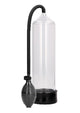 Clear Pumped Classic Penis Pump with squeeze bulb, front view