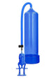 Blue Pumped Deluxe Beginner Penis Pump with finger grip pump, front view