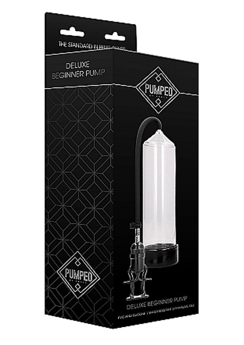 Clear Pumped Deluxe Beginner Penis Pump in retail packaging