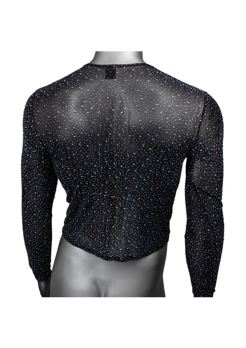 Radiance Rhinestone Mesh Long Sleeve Shirt