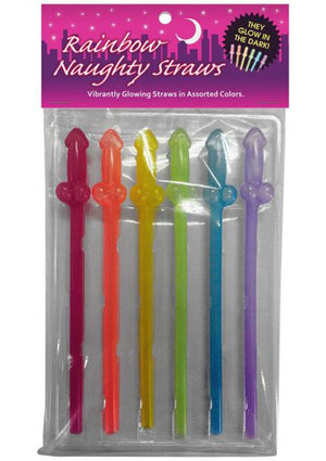 Rainbow Naughty Straws 6pk