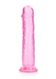 Realrock Crystal Clear Straight No Balls Dildo - Clear/Pink - 11in