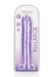Realrock Crystal Clear Straight No Balls Dildo - Clear/Purple - 11in