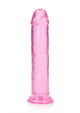 Realrock Crystal Clear Straight No Balls Dildo - Clear/Pink - 9in