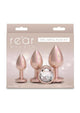 Rear Assets Tapered Trainer Chrome Plated Anal Plugs Kit - Tan - 3pc/Set
