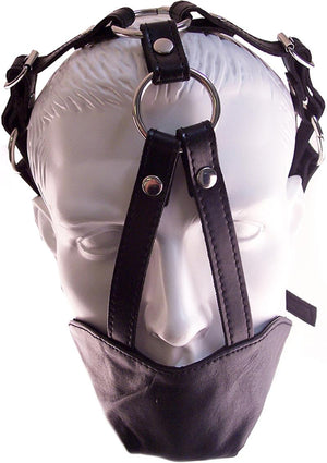Rouge Leather Adjustable Mouth Chin Gag with O-Rings