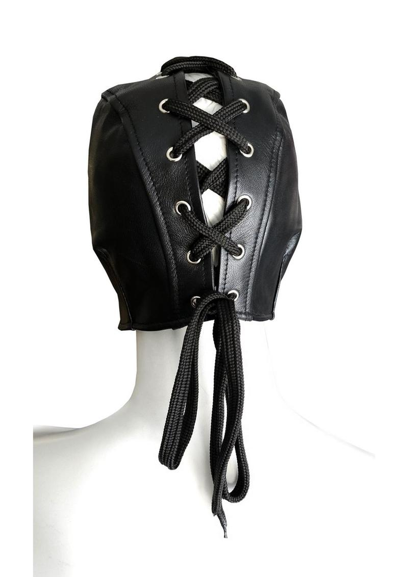 Rouge Leather Half Mask Executioner Style Hood