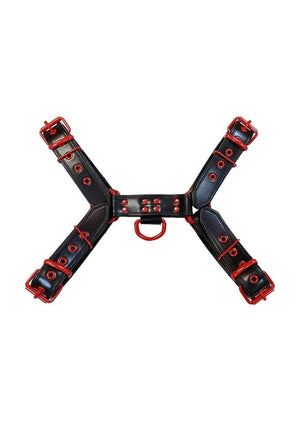 Rouge Leather Over The Head Harness