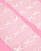 Close up of white mini satin bows on sheer organza
