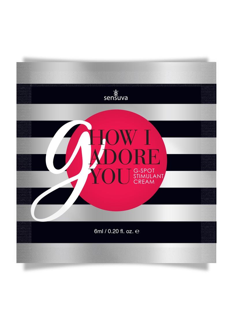 Sensuva G How I Adore You G-Spot Stimulant Cream 6ml single-use pillow packet, front view