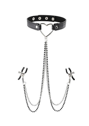 Sex and Mischief Amor Collar with Nipple Clamps