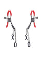 Sex and Mischief Ex's Andamp; Oh's Nipple Clamps - Black/Red