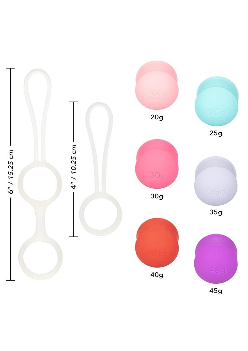 Kegel holders and weights with size and weight labels