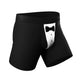 Black tuxedo print boxer brief, angled front view