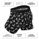 Skeleton print boxer brief with feature callouts for moisture wicking, breathability and support