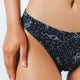 Navy constellation print bikini, side close-up
