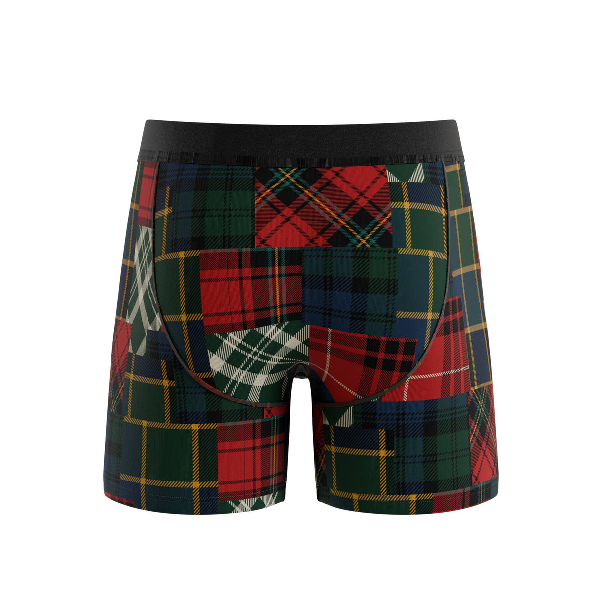 Tartan patchwork boxer brief, back view