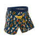Navy dogs and drinks print boxer brief, angled front view showing the fly