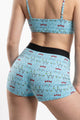 Light blue Christmas print women's boxers, back view