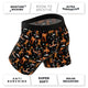 Black reindeer print boxer brief with feature callouts for moisture wicking, breathability and support