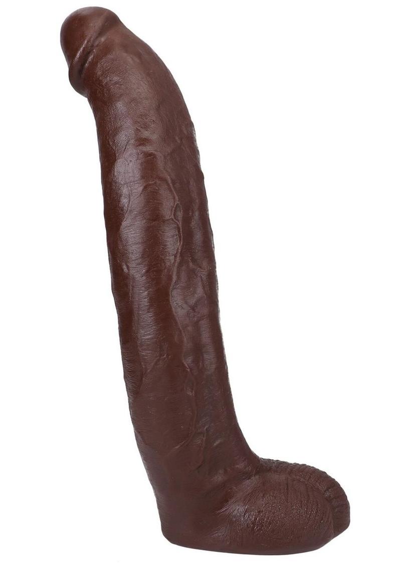Signature Cocks Ultraskyn Brickzilla Dildo – chocolate, 13in, side view