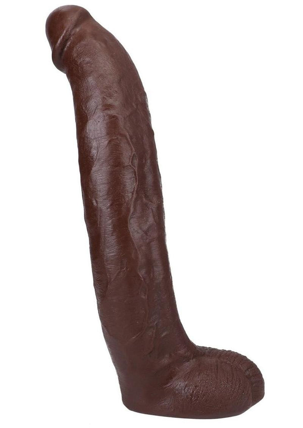 Signature Cocks Ultraskyn Brickzilla Dildo – chocolate, 13in, side view