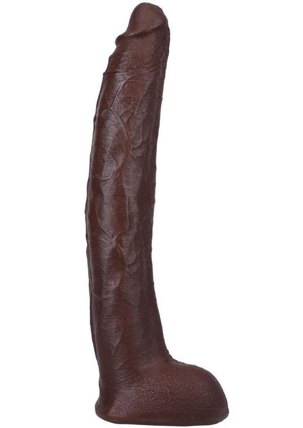 Signature Cocks Ultraskyn Damion Dayski Dildo – chocolate, 12in, side view