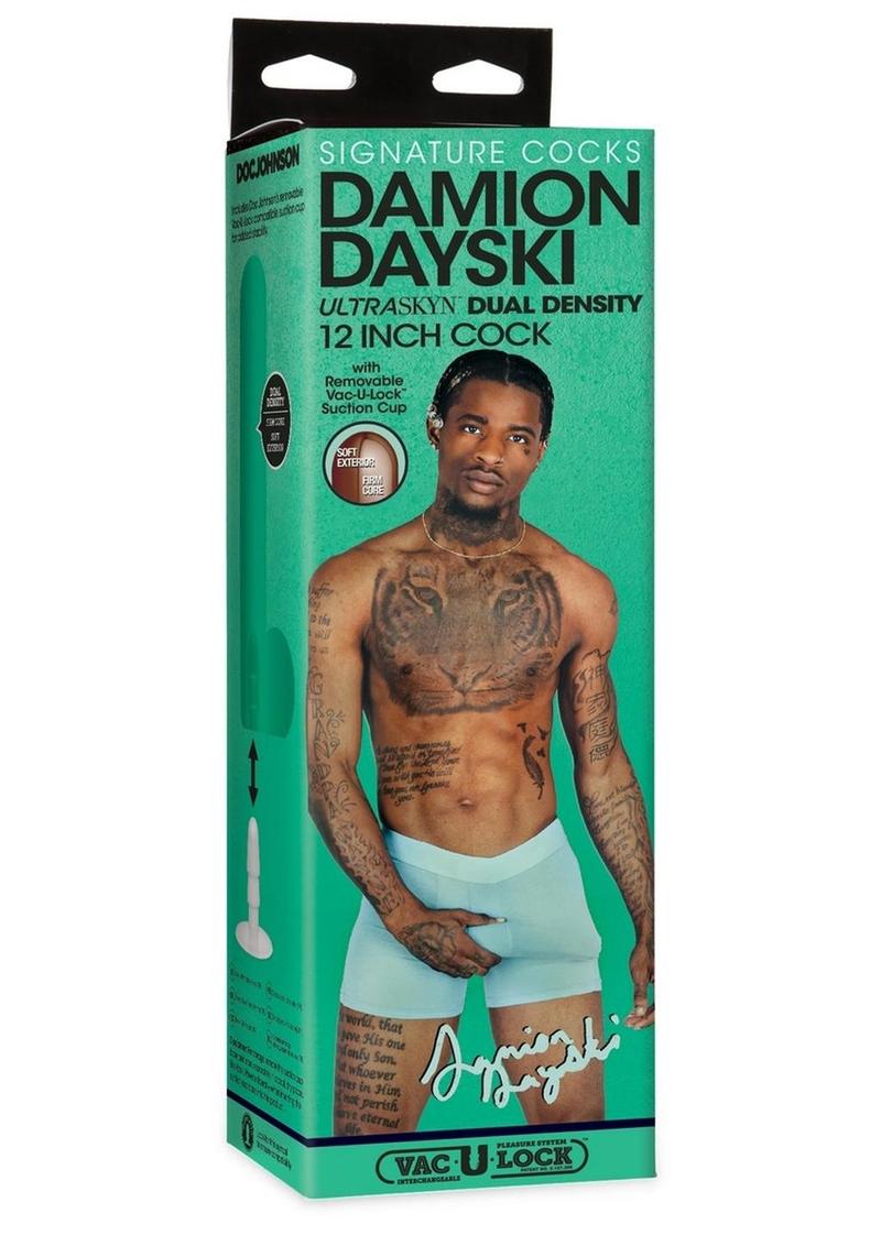 Signature Cocks Ultraskyn Damion Dayski Dildo – chocolate, 12in, packaging