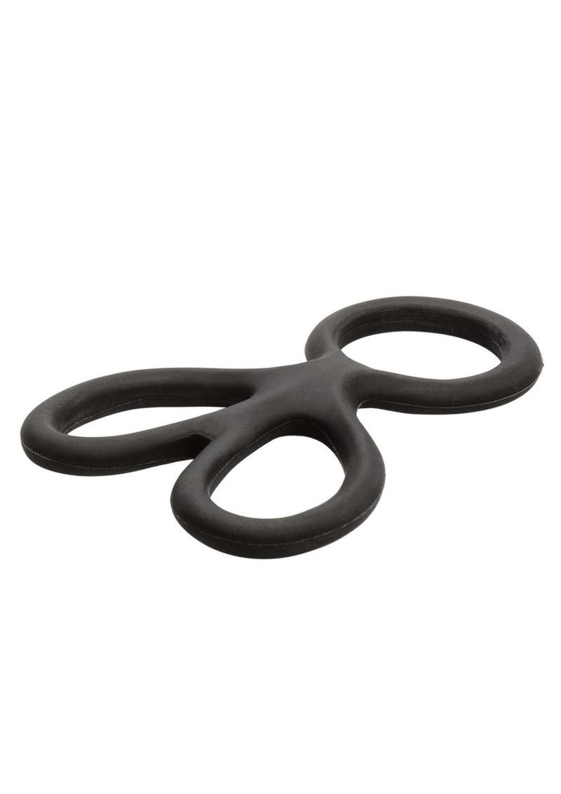 CalExotics Silicone Ball Spreader Cock Ring with Dual Scrotum Rings