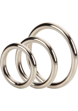 CalExotics Silver Solid Metal Cock Rings 3 Piece Set