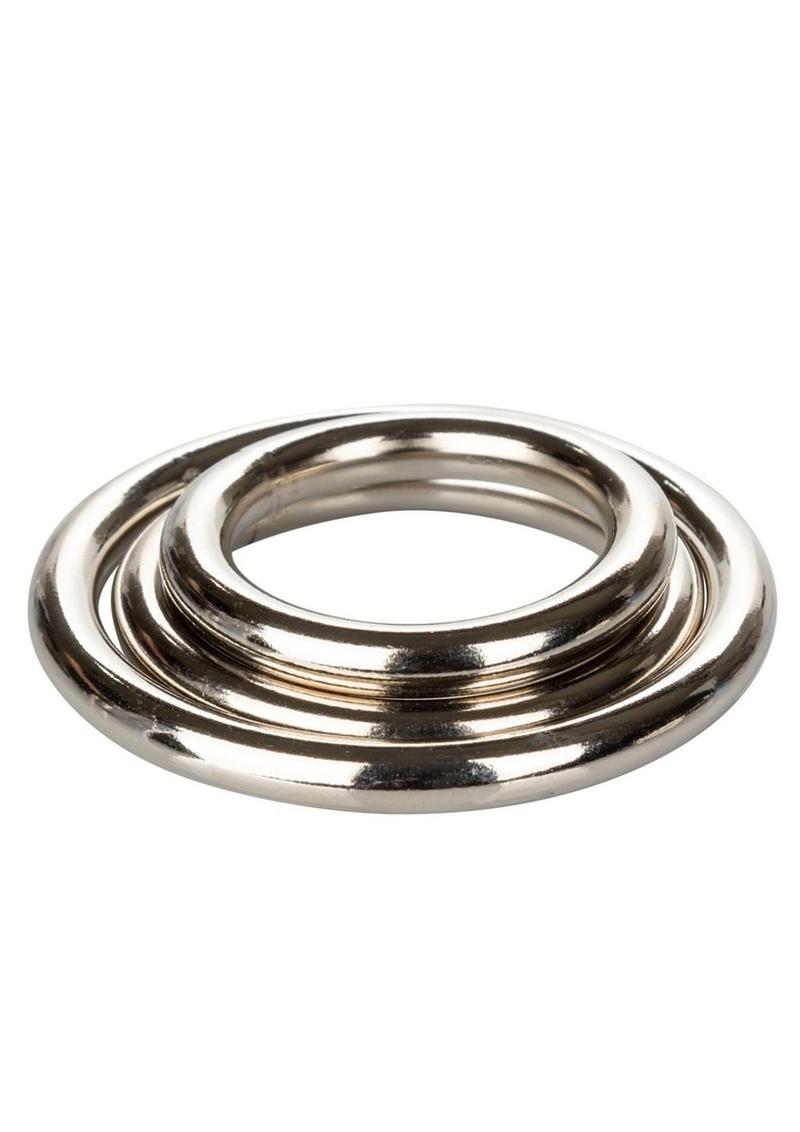 CalExotics Silver Solid Metal Cock Rings 3 Piece Set